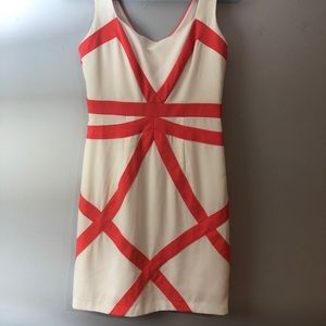 Minuet bandage dress. White and coral sz S